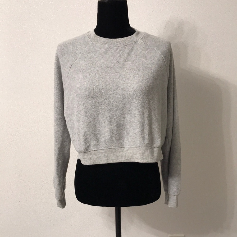 colsie Gray Cozy Soft Cropped Sweatshirt Size XS